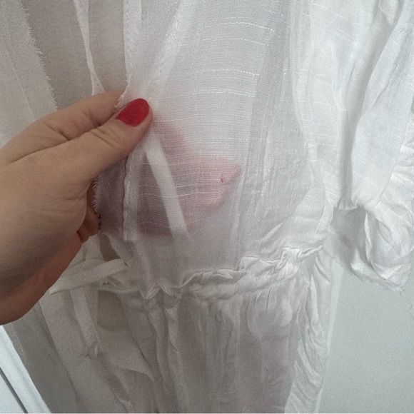 NEW Sheer Button-Down Cover-Up Kaftan Boho Kimono Coastal Cowgirl prarie Os - Picture 9 of 12